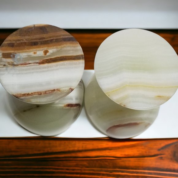 Vintage Onyx Marble Natural Stone Wine Glass Goblets- Set of Two - Picture 4 of 16